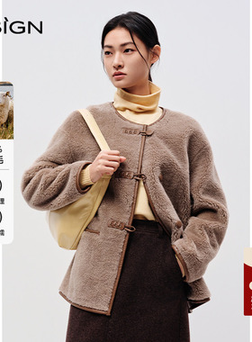 D.SIGN2025冬季圆领羊毛短外套女冬季保暖上衣