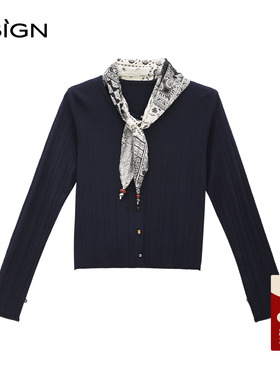 商场同款D.SIGN复古文艺针织开衫女2025秋季新款宽松休闲百搭上衣