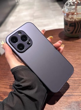 磨砂玻璃手机壳15适用14小米13Ultra防指纹12pro暗紫色11软边10s青春至尊石墨灰MIX4硬civi2全包1s简约耐脏女