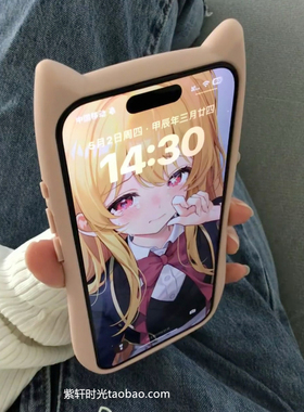 ins卡通可爱猫耳朵手机壳适用华为Pura70UlTRA软硅胶mate60pro+透明亚克力P50e加厚防摔40钛灰色保护套30个性