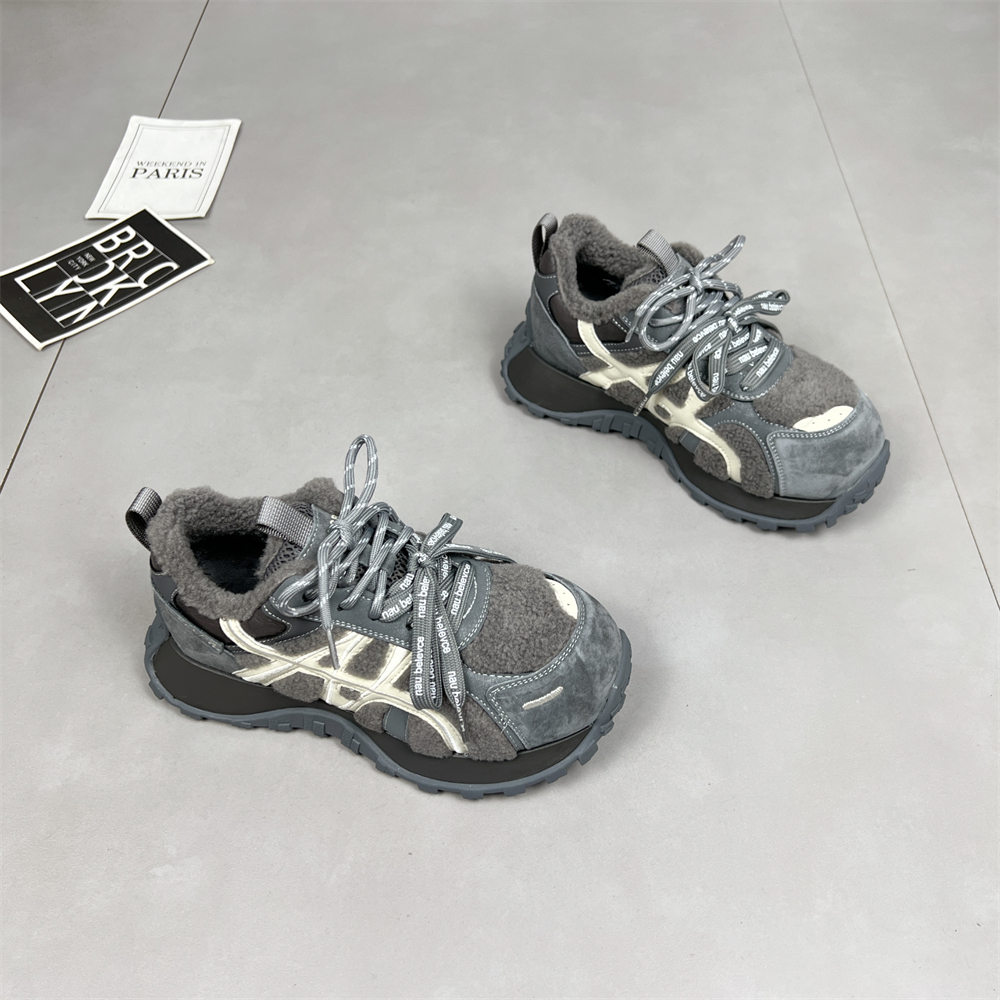 真皮加绒保暖丑萌老爹鞋女2025