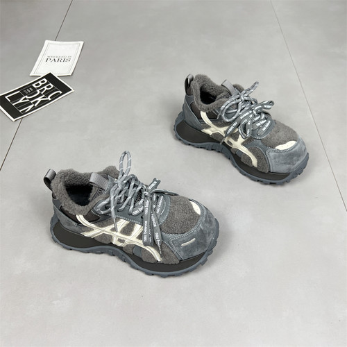 真皮加绒保暖丑萌老爹鞋女2025