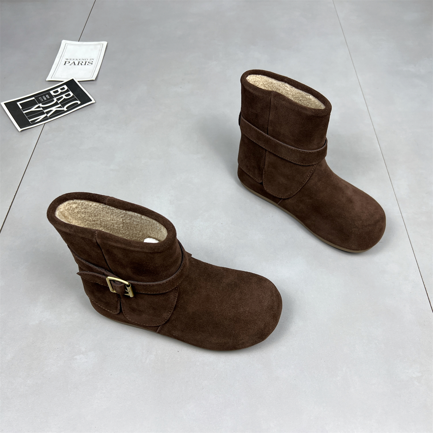 牛皮羊毛勃肯鞋雪地靴女