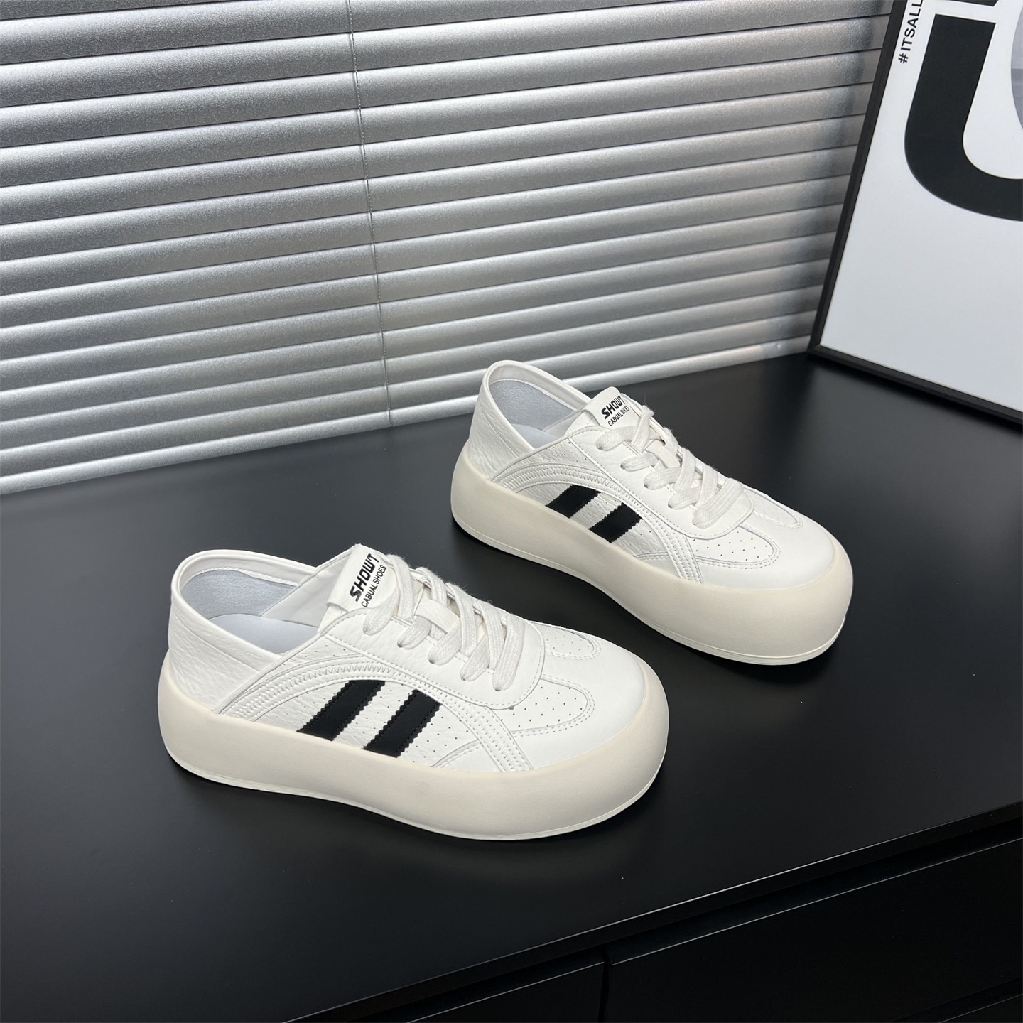 真皮两穿小白鞋女2026春季新款圆头厚底系带舒适牛皮休闲运动板鞋,女鞋,休闲板鞋,淘宝优惠券,粉丝福利购,淘宝优惠卷