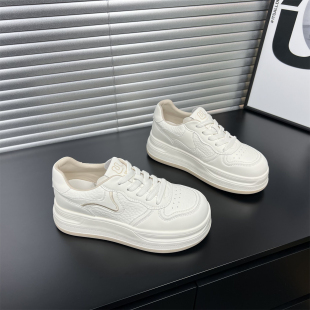 真皮超轻厚底小白鞋女2026春季新款百搭增高休闲板鞋轻便运动鞋潮