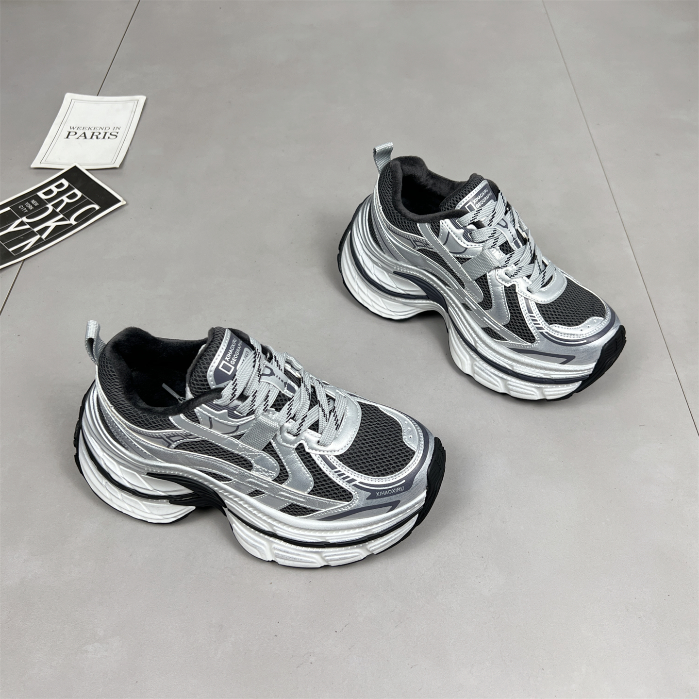 真皮加绒老爹鞋女2025冬季