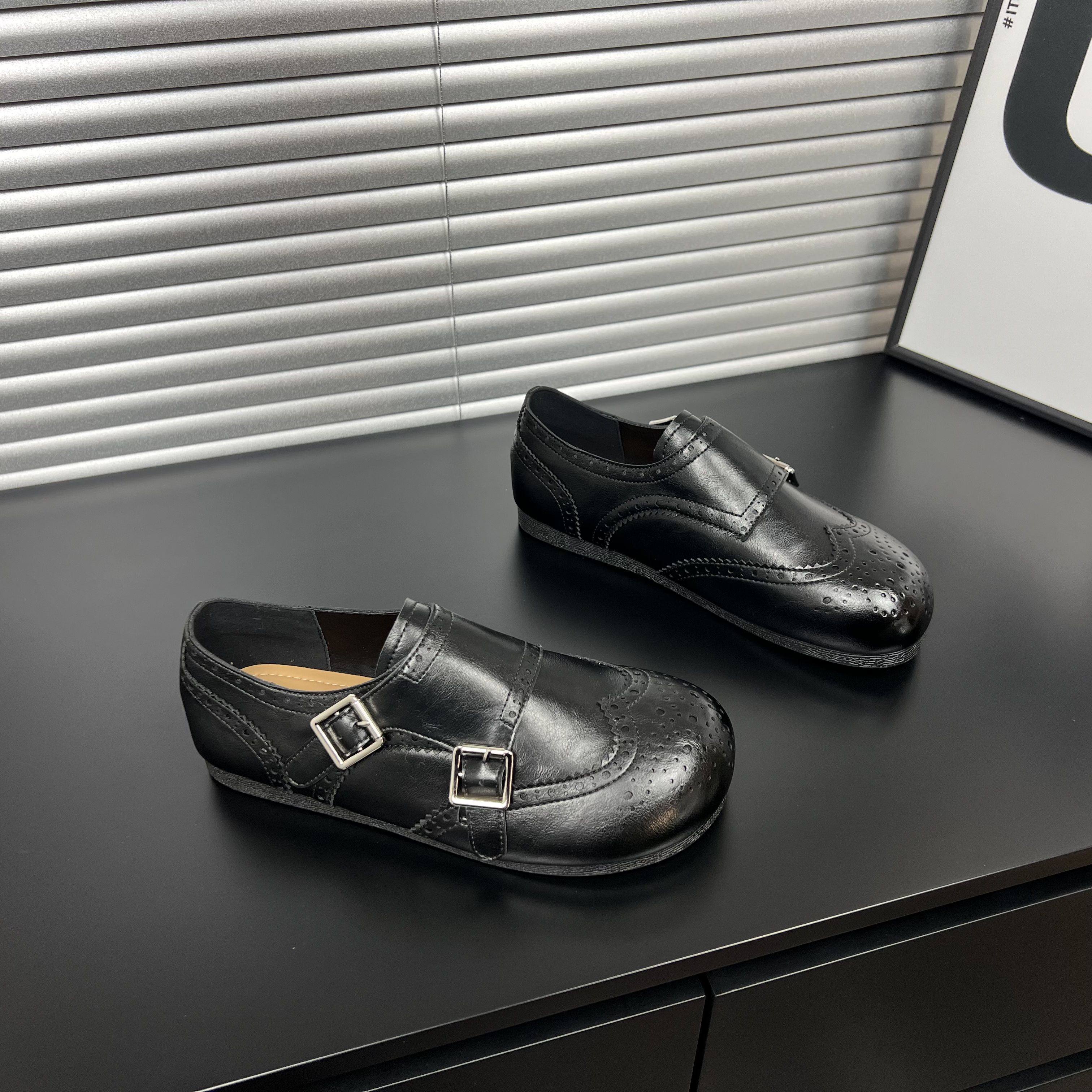 真皮英伦风布洛克鞋女2026春季新款复古一脚蹬平底皮带扣小皮鞋子,女鞋,牛津鞋/布洛克鞋/德比鞋,淘宝优惠券,粉丝福利购,淘宝优惠卷