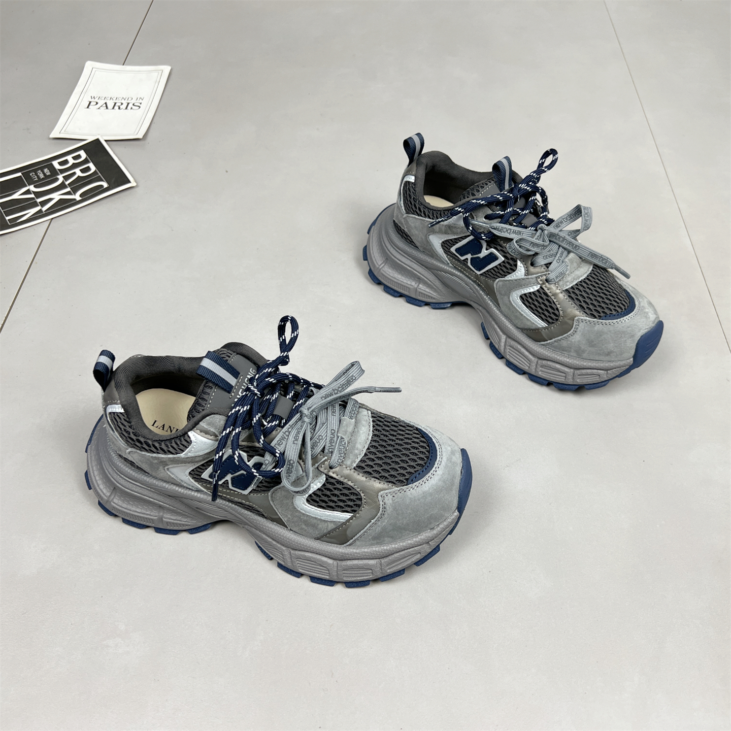 双鞋带厚底轻便休闲运动跑步鞋