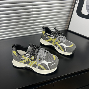 双鞋 新款 带显脚小运动鞋 时尚 真皮拼色丑萌阿甘鞋 增高鞋 女2026春季