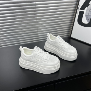 小个子7cm增高休闲运动板鞋 新款 女2026春夏季 真皮网面透气小白鞋
