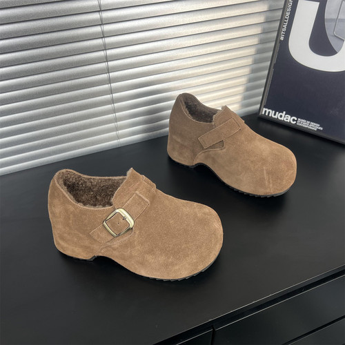 真皮小个子6CM增高加绒勃肯鞋女