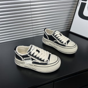 网红休闲运动板鞋 厚底增高乞丐帆布鞋 小众设计韩版 新款 女2026春季