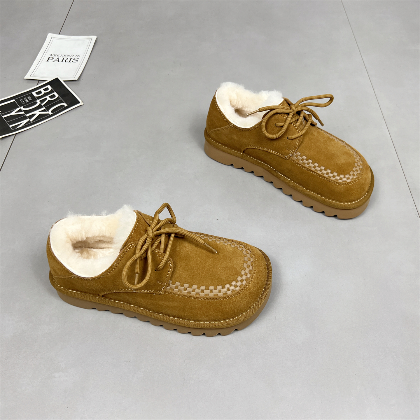 真皮羊毛乐福鞋厚底雪地靴女