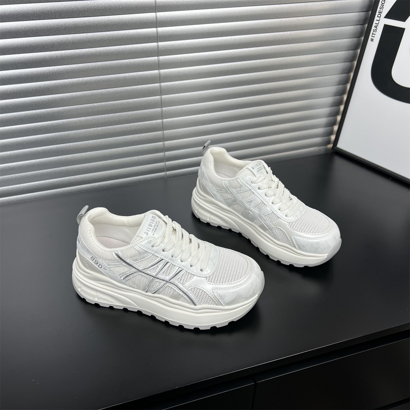 真皮厚底超轻网面透气老爹鞋女2026春夏季新款增高百搭休闲运动鞋