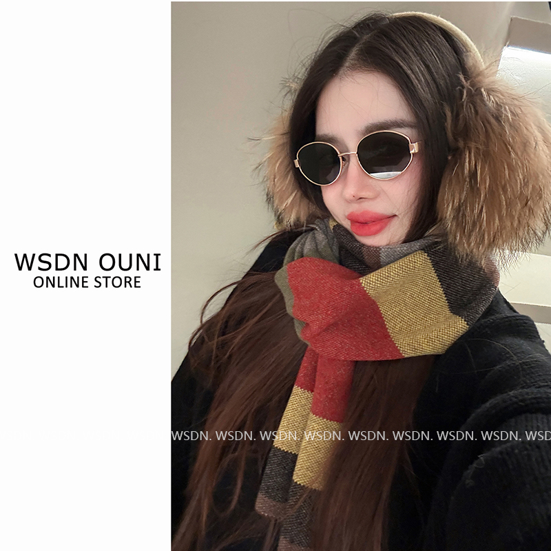 【彩色围巾】绵羊毛经典彩色条纹围巾女秋冬新款时尚百搭保暖围脖