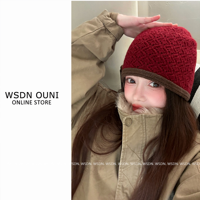 【100澳毛正反两带】秋冬季时尚洋气针织柔软双面洋气保暖包头帽