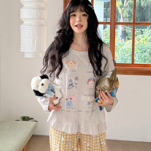 小熊家 甜睡之旅sweet sleep长袖长裤睡衣女秋季可外穿家居服套装