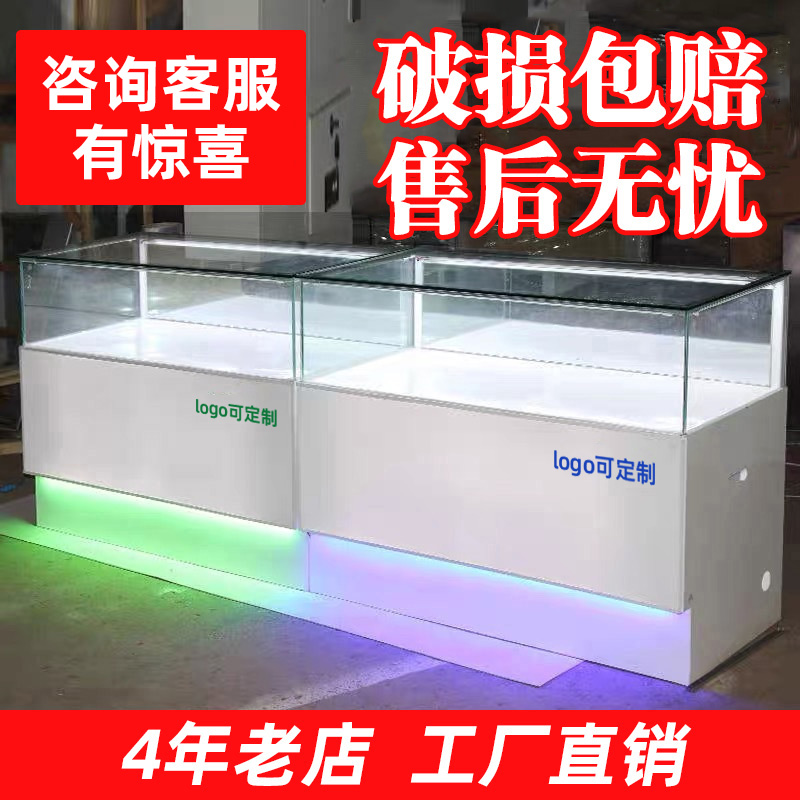 手机柜台新款商用珠宝饰产品转角柜靠墙烤漆透明玻璃展示柜台