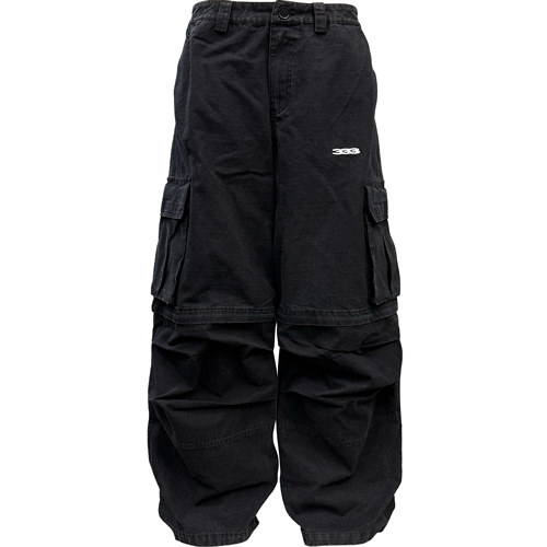 [PCCVISION] 3MAN0N 水洗做旧可拆卸宽松cargo打褶刺绣logo工装裤