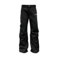 [PCCVISION]3MAN0N 333娱乐基础褶皱黑色宽松男士休闲裤潮牌