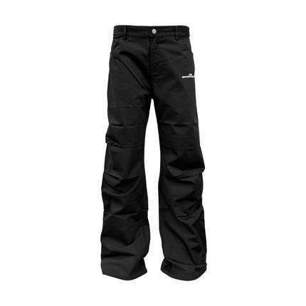 [PCCVISION]3MAN0N 333娱乐基础褶皱黑色宽松男士休闲裤潮牌