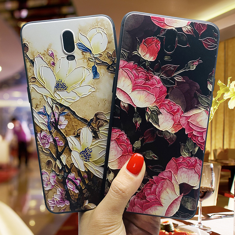 适用于OPPO reno12pro/11pro手机壳r17/r15浮雕k5/k7牡丹a11桃花a77软壳reno5Z
