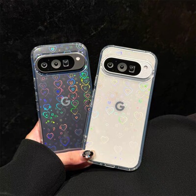 镭射小爱心适用于谷歌Pixel10proXL手机壳Pixel9proXL新款9A炫彩GooglePixel8pro保护壳8A磨砂9pro/10pro