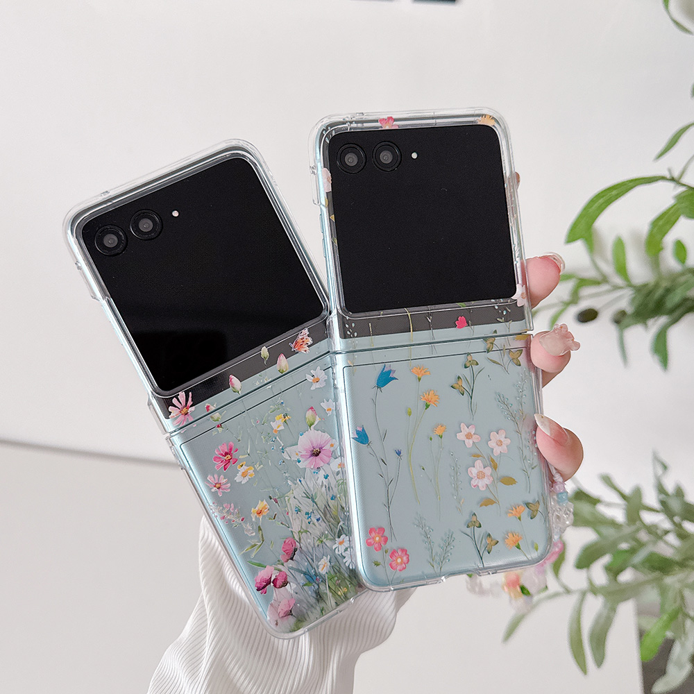 野花适用于摩托罗拉Moto Razr60Ultra折叠屏手机壳Razr50Ultra繁花Razr40Ultra带手链保护套Razr50小碎花