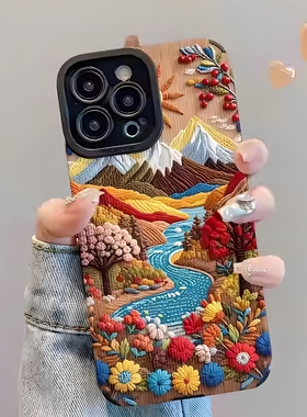 油画山川适用于三星S25ultra/S24/S23/S25+手机壳花朵A54/A53/A52/A55火山A15/A34欧美A12/A13/A22/A23太阳