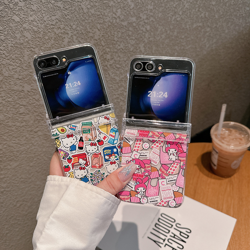 适用于三星Zflip7/Zflip6折叠手机壳美乐蒂Samsung Zflip5帕恰狗Zflip4带手链KT透明Zflip3保护套硬壳带挂绳