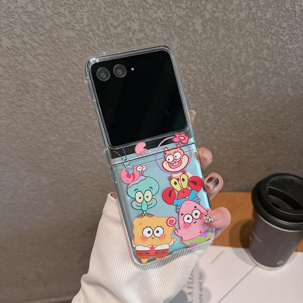 海绵宝宝适用于摩托罗拉Moto Razr60Ultra折叠屏手机壳Razr50Ultra史迪仔Razr40Ultra带手链保护套Razr50卡通