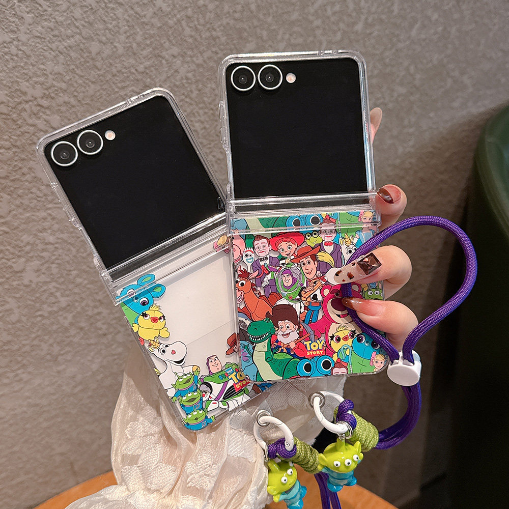 玩具总动员适用于三星Z Flip8/Zflip7折叠手机壳Samsung Zflip6草莓熊Zflip7FE带手链Z flip5卡通硬壳