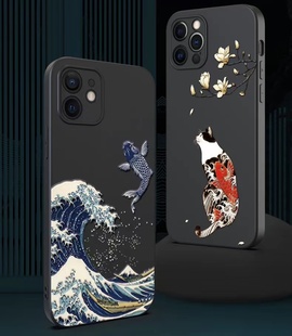 国风浮雕适用于苹果17/16/15/14/13/12手机壳iPhone17promax/16pro/13pro/15plus/Xsmax浮世绘8plus鹤17air