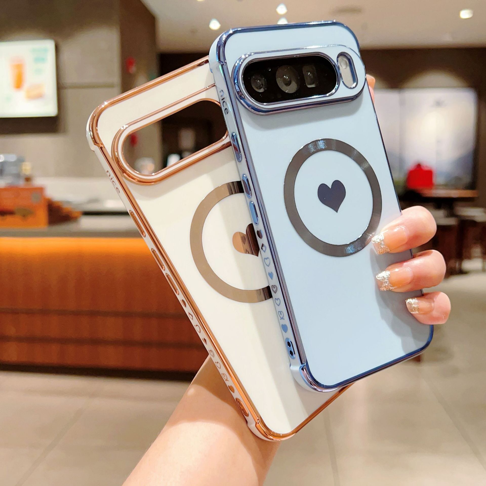 侧边爱心适用于谷歌Pixel10proXL磁吸电镀手机壳Pixel9proXL新款9A时尚Google Pixel9pro保护壳8pro高档8A/7A