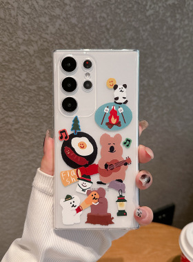 可爱熊适用于三星S26ultra/S25ultra/S24FE透明手机壳S22ultra卡通A73/A55/A53/A52S/A15/A25全包note10+/9