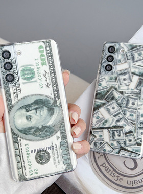 美元适用于三星S25/S24ultra/S23ultra/S22/S21手机壳S23fe美金A73/A54/A53美纱A52/A15/A25透明note20ultra