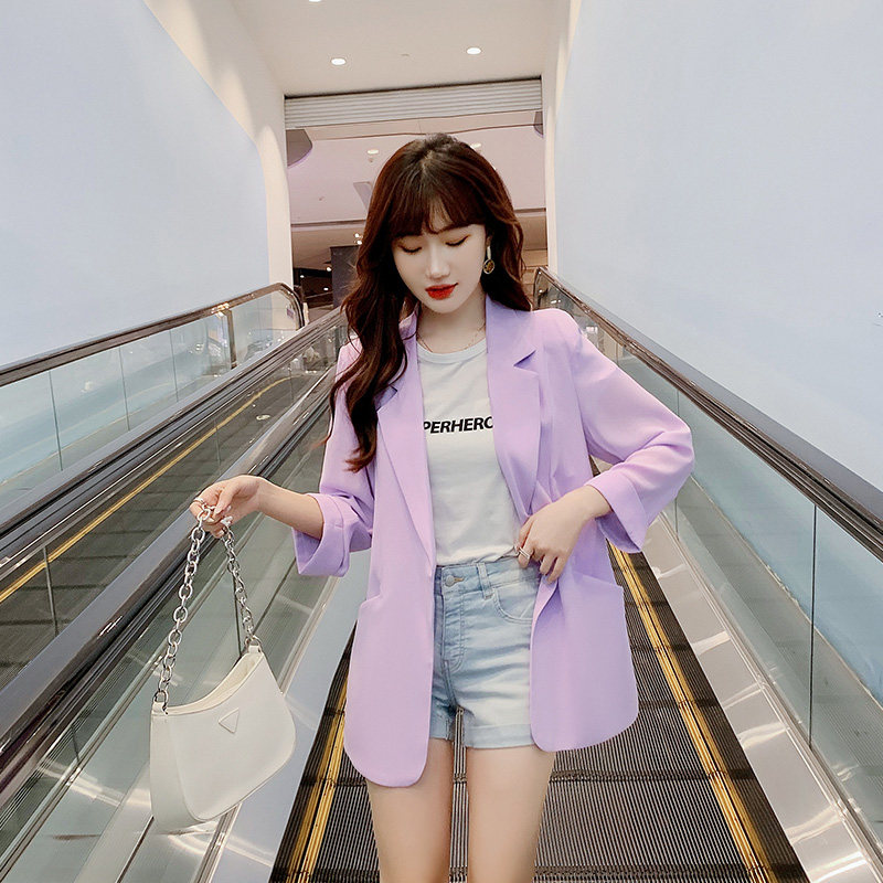 雪纺小西装外套女2022春夏新款韩版宽松显瘦纯色网红ins西服上衣|ruв категории Женская одежда, костюм - от Buy2taobao.com для оказания профессиональной услуги покупки агента Taobao