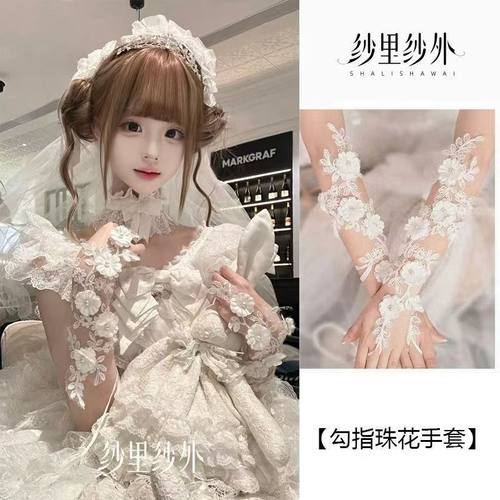 洛丽塔蕾丝花边网纱勾指手袖