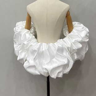 白色手工DIY大披肩2025新款 晚礼服配饰走秀演出拍照饰品缎面高端