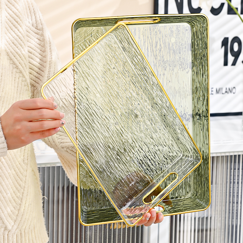 【狂欢价】北欧托盘家用放茶杯水杯茶盘塑料客厅茶几杯子长方形水果餐盘