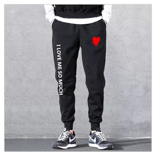 秋冬潮牌陈冠希爱心溶解裤子男女情侣运动裤卫裤宽松大码休闲长裤