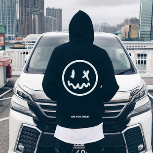 国潮笑脸小恶魔连帽卫衣男女pphome超火oversize秋冬外套宽松帽衫