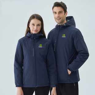 秋冬NVIDIA英伟达周边冲锋衣男女工作服工装棉服夹克外套定制logo