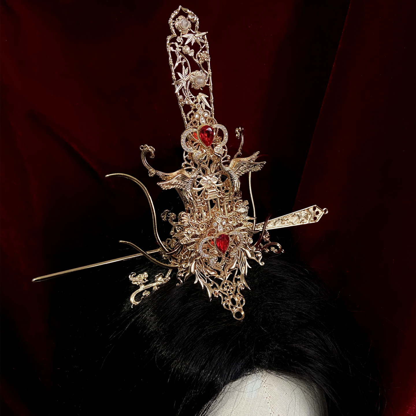 古风仙侠汉服束发冠套装