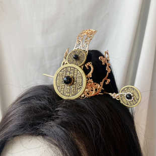 山鬼钱束发冠汉服男女通用头冠古风乾坤配饰将军王爷公子发饰套装