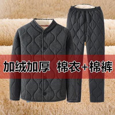 中老年男士弹力羊羔绒棉袄