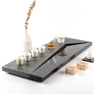 乌金石茶盘家用茶具托盘整块黑金石头茶台简约小号茶海大号石