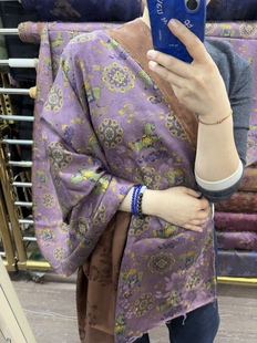 真丝花罗香云纱面料桑蚕丝新中式 国风茶服复古灰底旗袍连衣裙布料