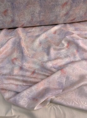 周家明非遗手工四经绞罗粉雾竹影晕染渐变透孔桑蚕丝汉服花罗布料