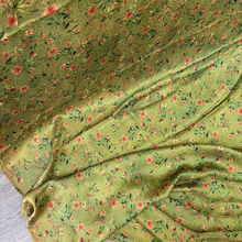 绿色花罗香云纱面料年轻款桑蚕丝新中式服饰小碎花丝绸连衣裙布料